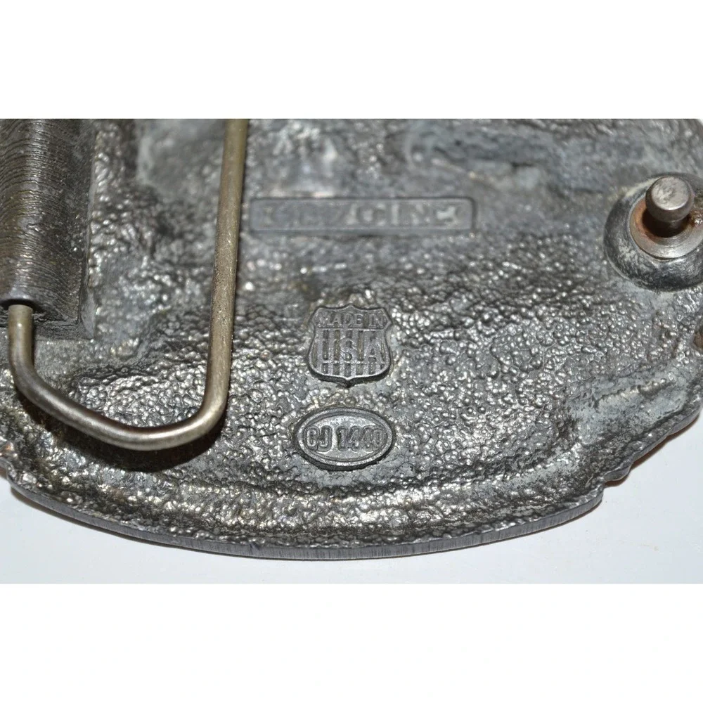 Vtg Steam Engine Train‎ American 440 Railroad C+J Pewter Belt Buckle Western